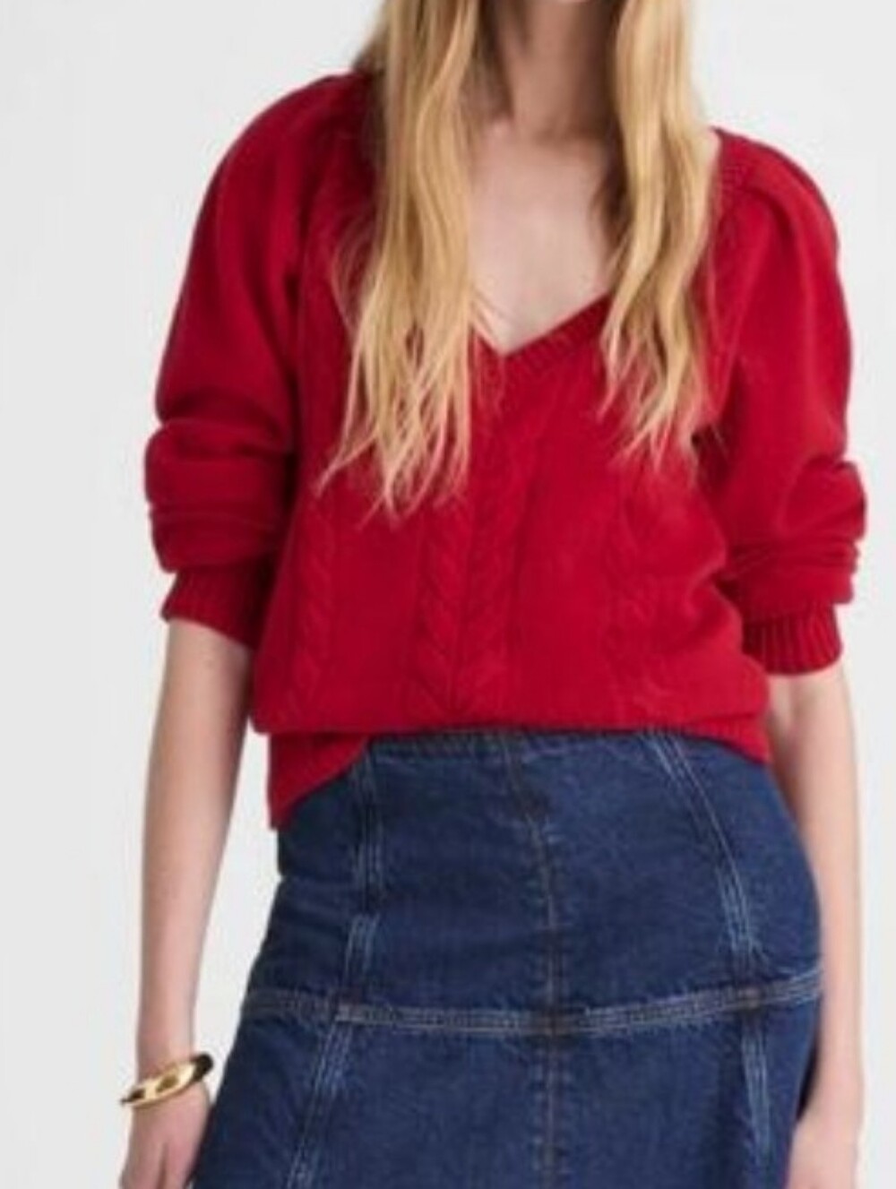 Madewell Wool V-neck Sweater Red,S